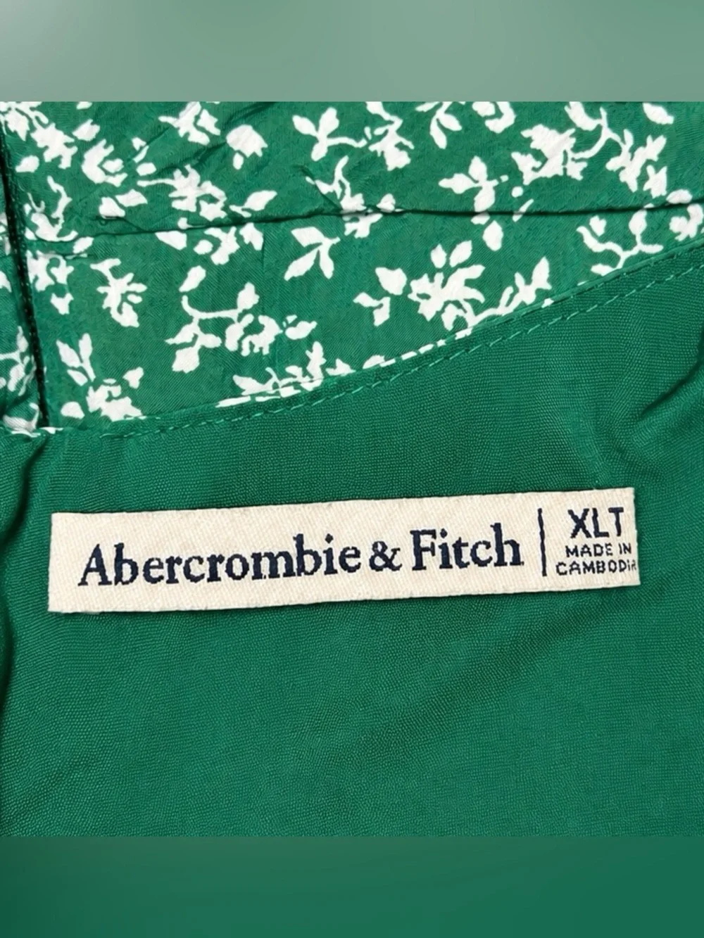 Abercrombie & Fitch Floral Maxi Dress Green White Sleeveless Size XLT Tall